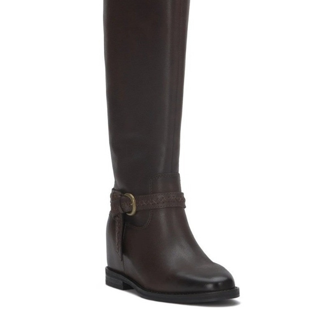 Lucky Brand Size 6.5 Brown Leather Riding Boots NEW Maltet Braided $220 - Picture 1 of 13